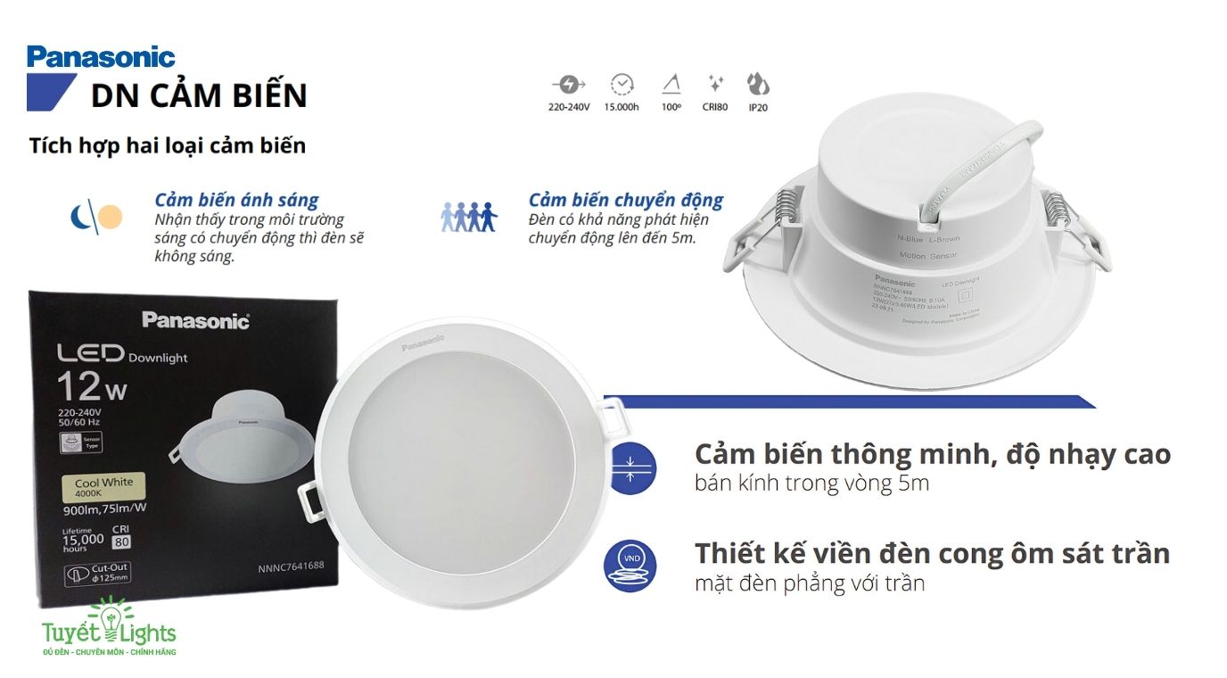 Đèn LED Âm Trần Cảm Biến 9W và 12W DN Series Panasonic – Giải Pháp Chiếu Sáng Thông Minh và Tiện Nghi